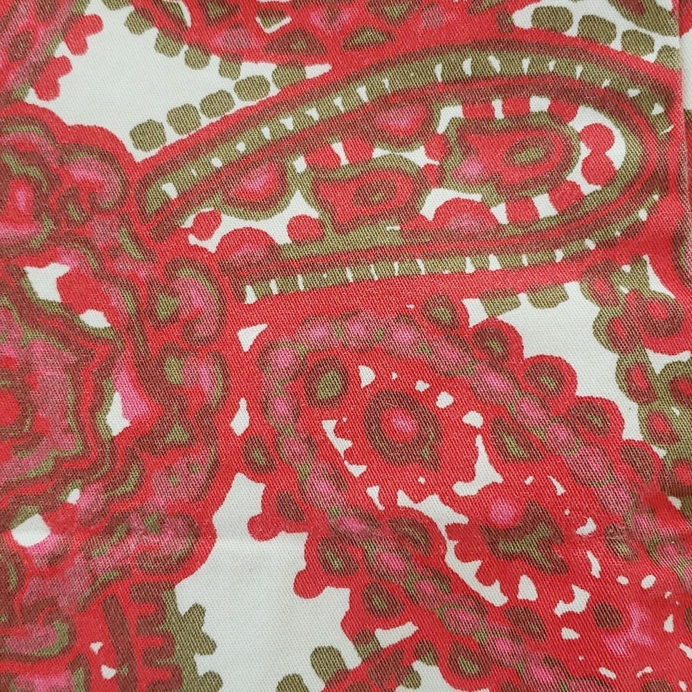 Vintage J.Crew Paisley Cotton Mini Skirt Red Pink Size 2 Pockets - Picture 10 of 13